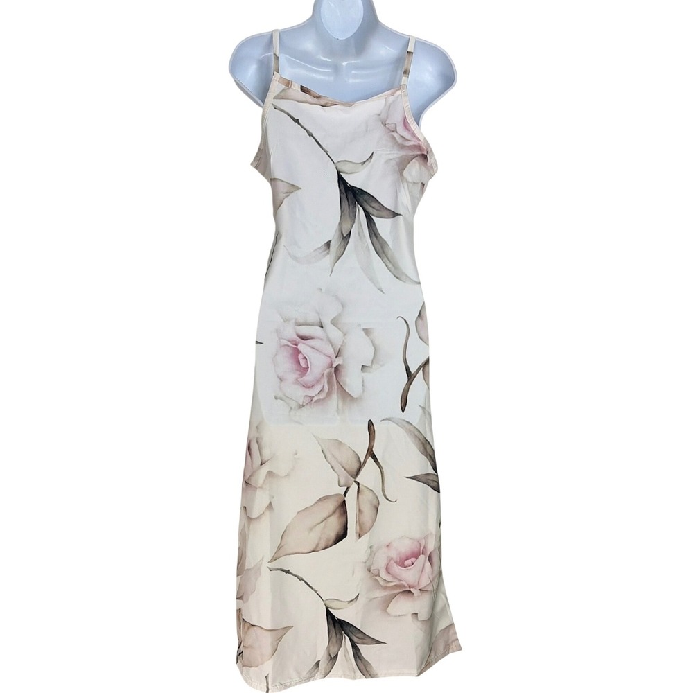 Womens Slip Dress Floral Rose Print S White Romantic Cottagecore Wedding Guest - Picture 2 of 4